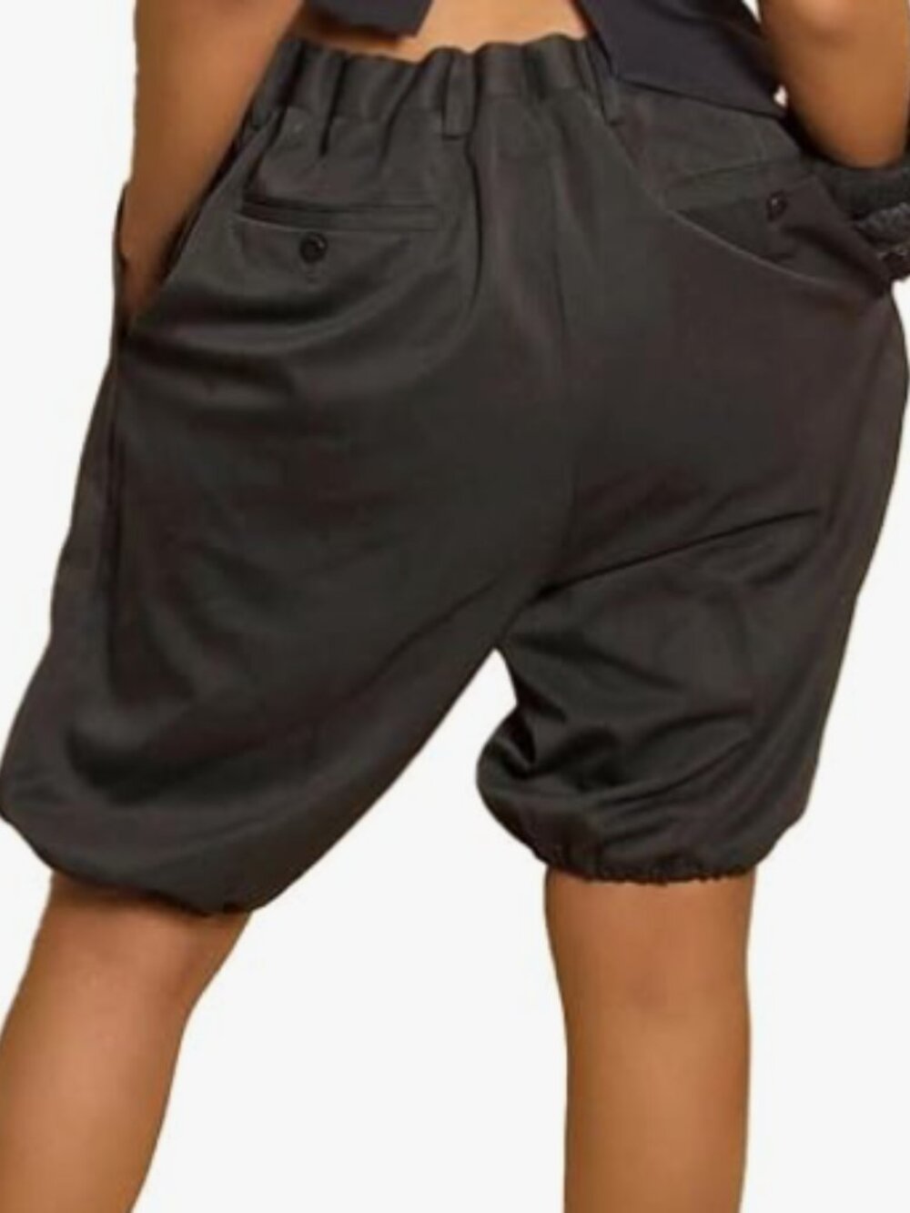 Baggy Y2K lightweight Bermuda Kneelength shorts-high waist,elastic knees,pockets - Picture 2 of 6